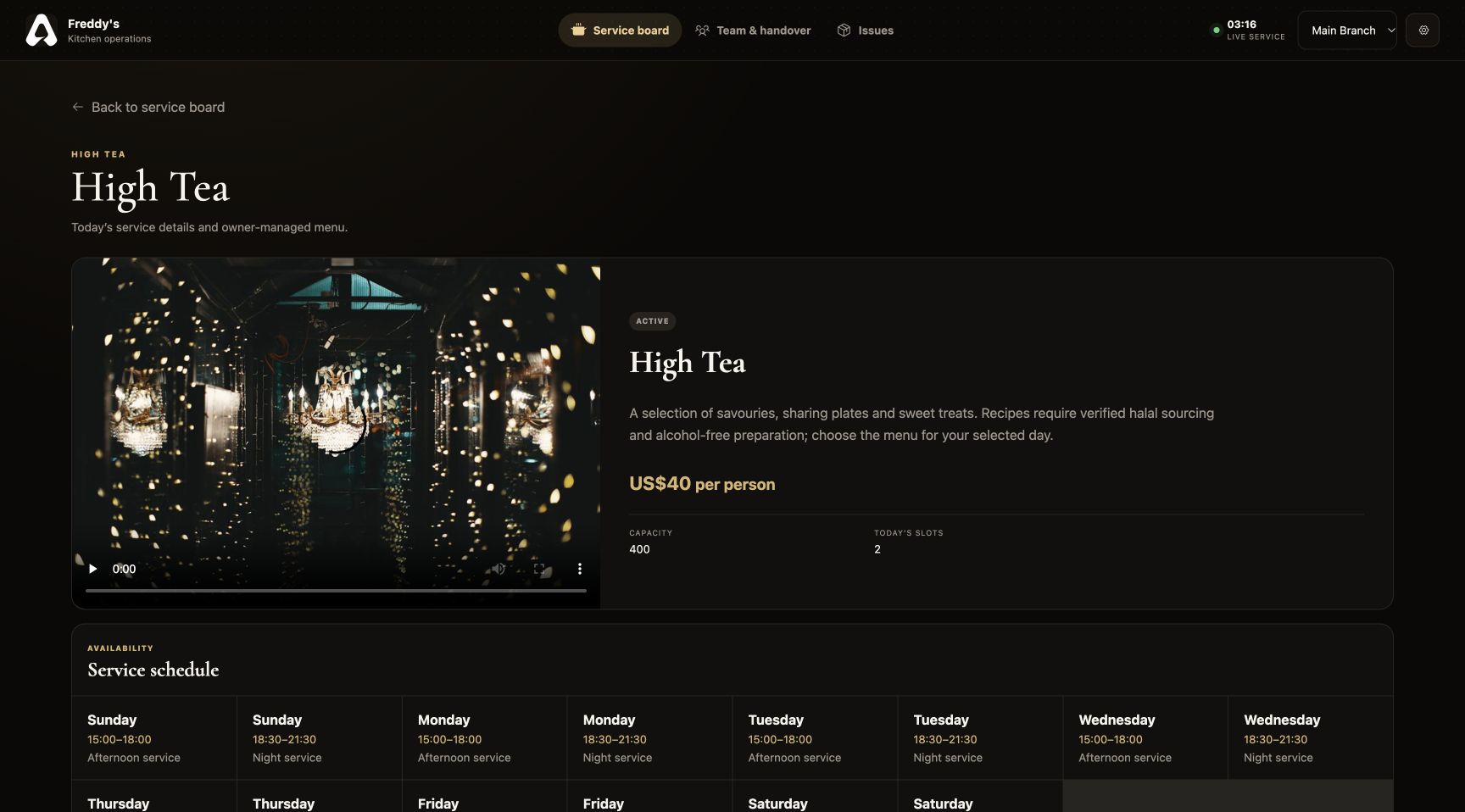 For The Tabl. Today’s high tea interface