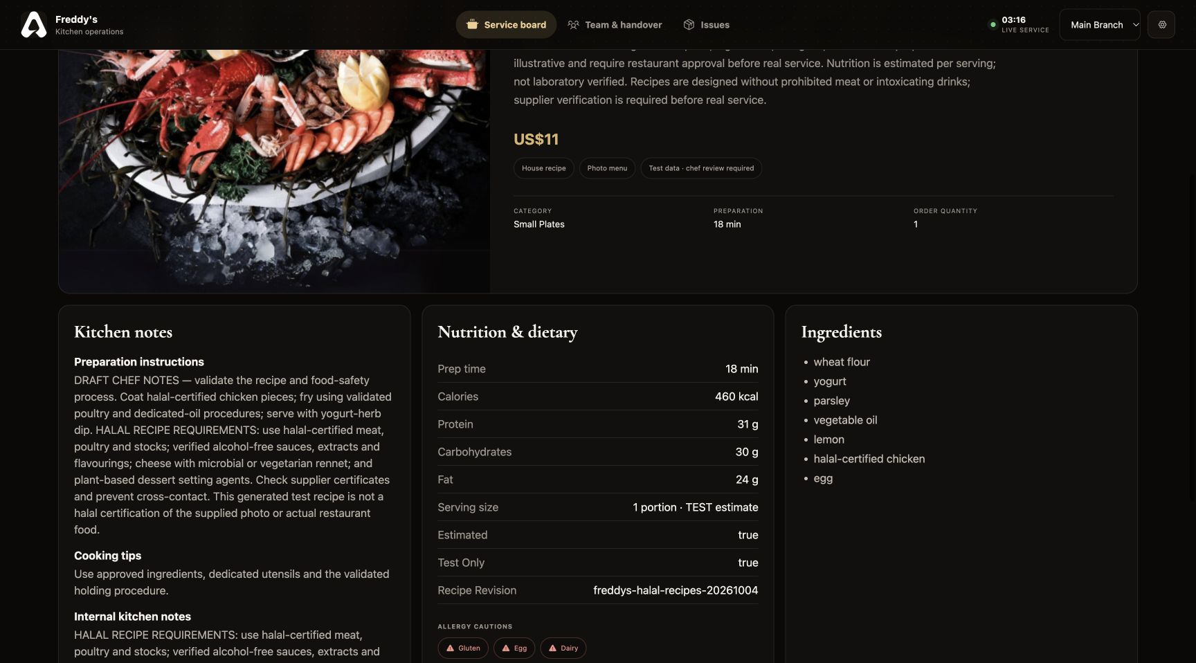 For The Tabl. Nutrition and dietary context interface